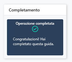 Screenshot del messaggio di completamento della guida.