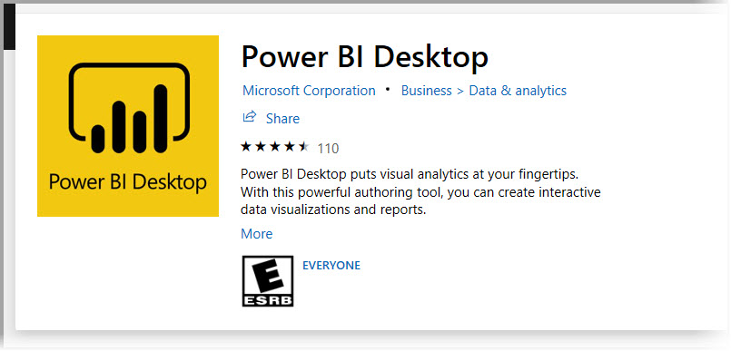 Installare Power BI Desktop da Microsoft Store