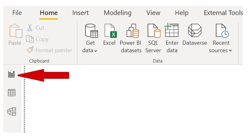 Tre viste diverse in Power BI Desktop