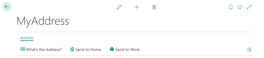 Screenshot della pagina MyAddress con la scheda Azioni.