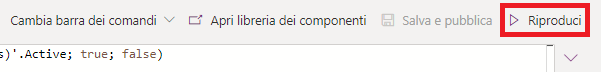 Screenshot che mostra il pulsante Esegui.