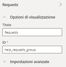 Screenshot che mostra le proprietà del gruppo di spostamento.