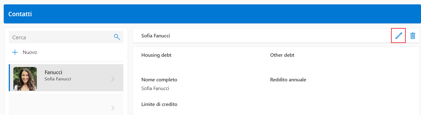 Screenshot che mostra il pulsante Modifica record.