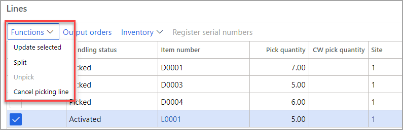 Screenshot che mostra la registrazione della distinta di prelievo.