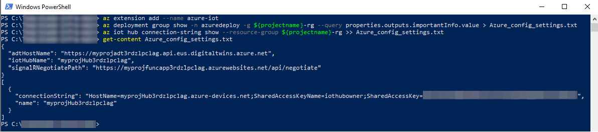 Screenshot dell’esecuzione del comando get-content in PowerShell.