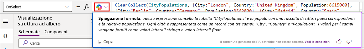 Screenshot del pulsante Copilot.