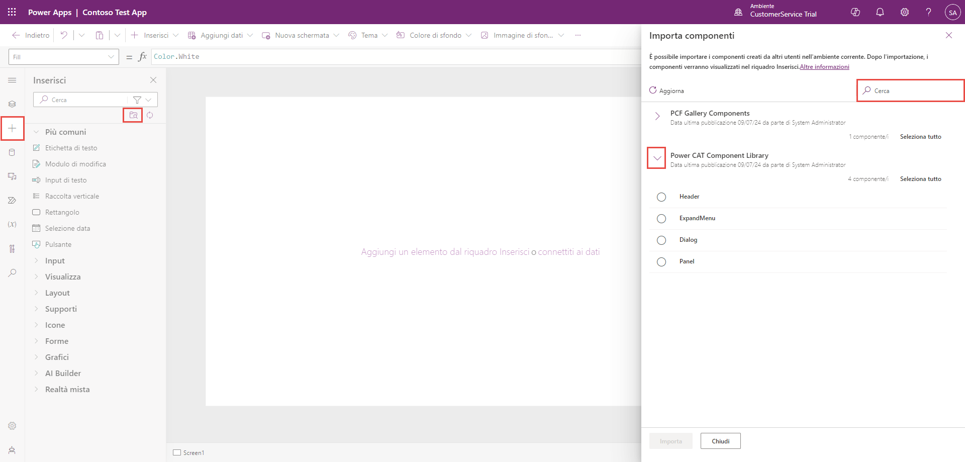 Screenshot di Ottieni altri componenti.