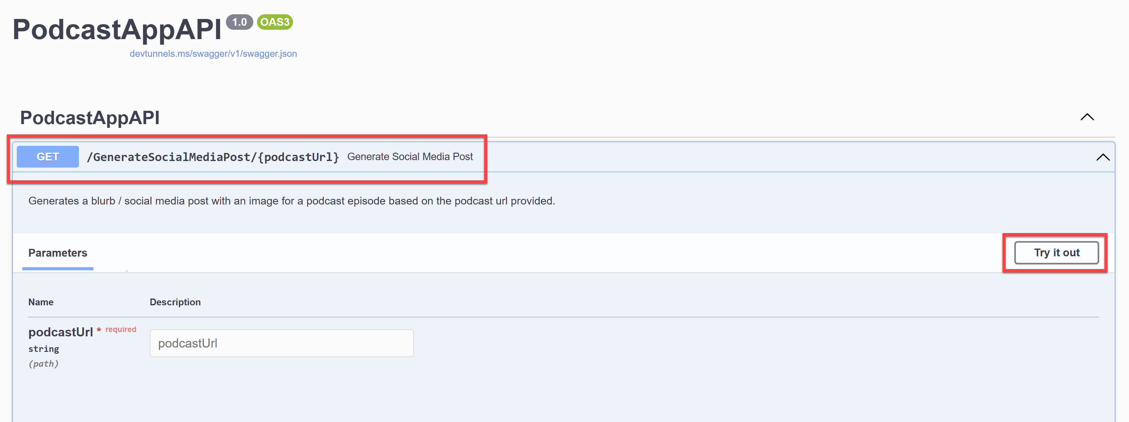 Screenshot dell'operazione Prova.