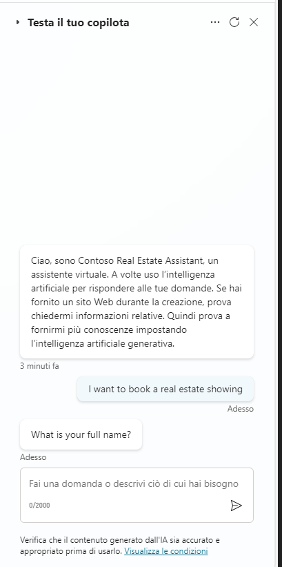 Screenshot della domanda