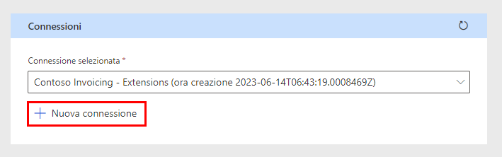 Screenshot con una freccia che punta al pulsante Nuova connessione.