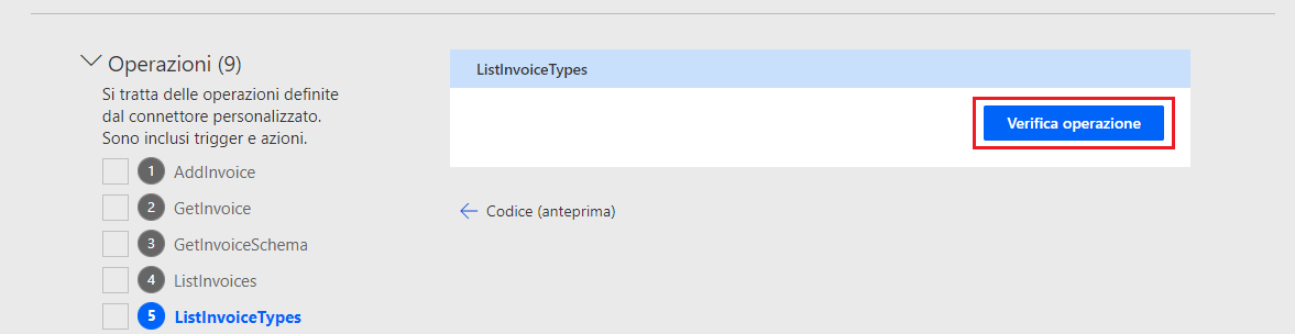 Screenshot con una freccia che punta al pulsante Verifica operazione.