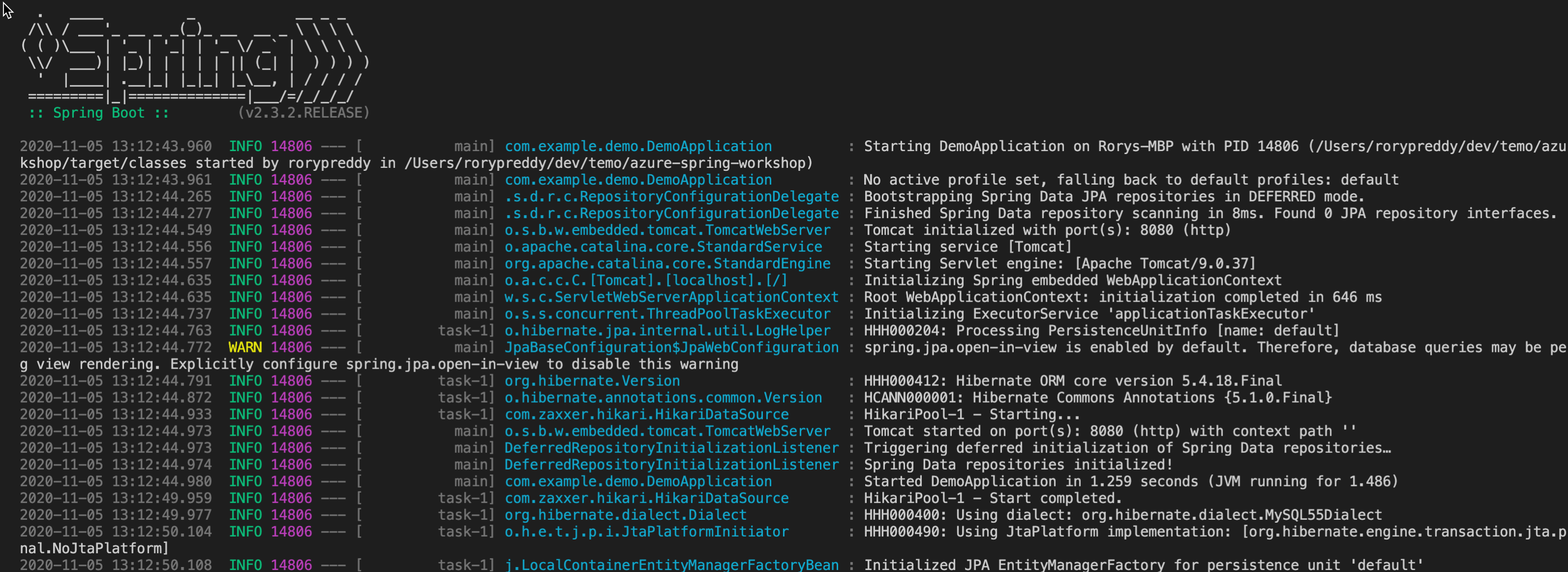 Screenshot showing the running application.