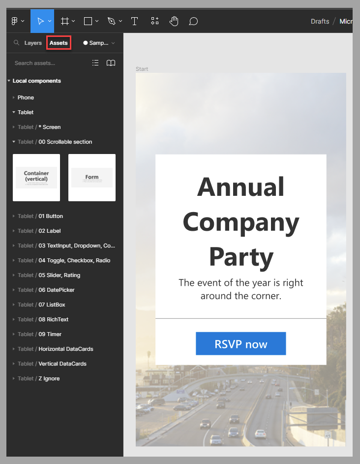 Screenshot del riquadro sinistro nello studio Figma in cui è evidenziata la sezione Risorse.