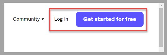 Screenshot del menu di spostamento in alto sul sito Web di Figma in cui sono evidenziate le opzioni Accedi e Inizia gratuitamente.