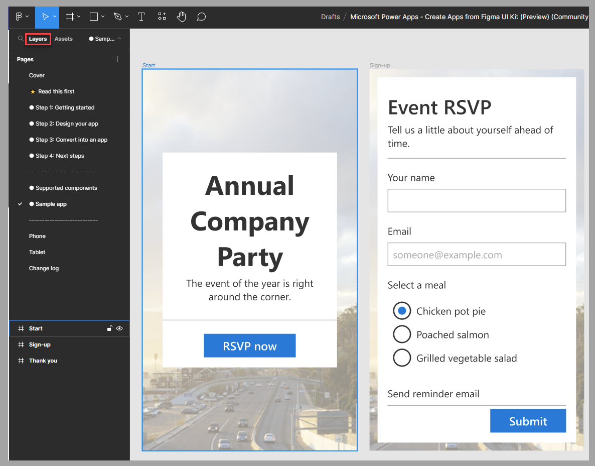 Screenshot del riquadro sinistro nello studio Figma in cui è evidenziata la sezione Livelli.