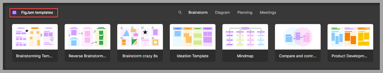 Screenshot dello studio Figma in cui è evidenziata la sezione dei modelli FigJam.