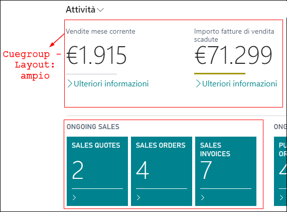 Screenshot del layout Cuegroup impostato come ampio.