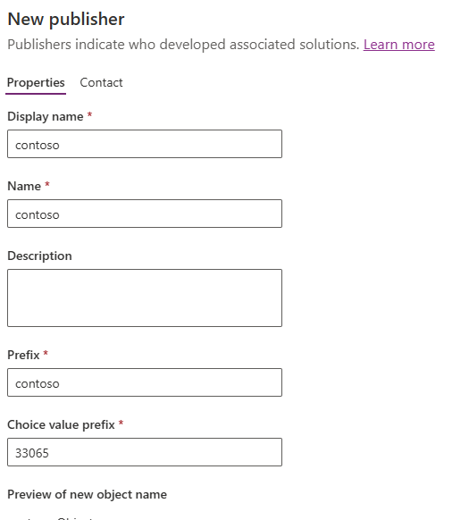 Screenshot della creazione di un nuovo editore.
