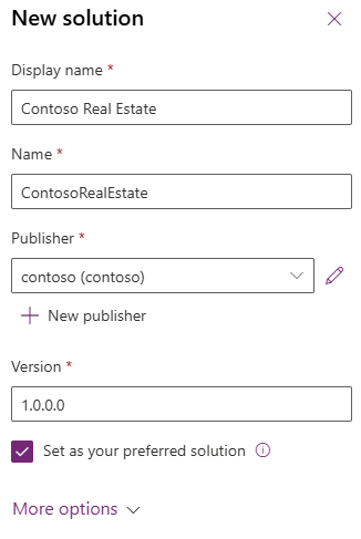 Screenshot della creazione di una nuova soluzione.