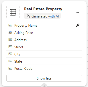 Screenshot della tabella appena creata dopo l'uso di Copilot.