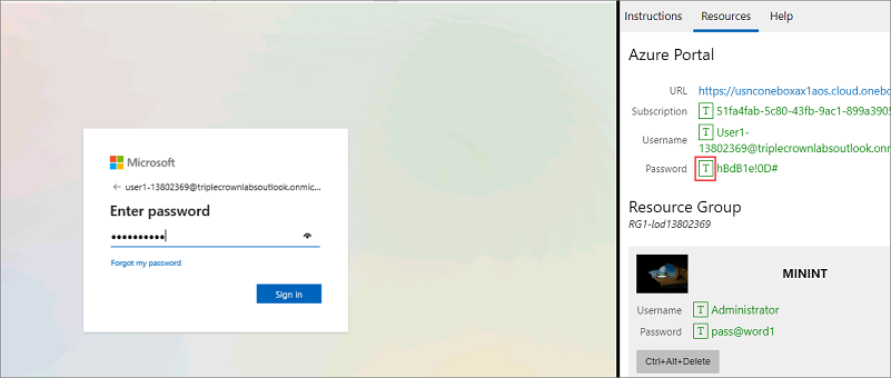 Screenshot del campo Password e della finestra di dialogo Immettere la password visualizzata.
