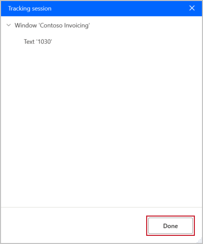 Screenshot della finestra Sessione di registrazione con il pulsante Fine evidenziato.