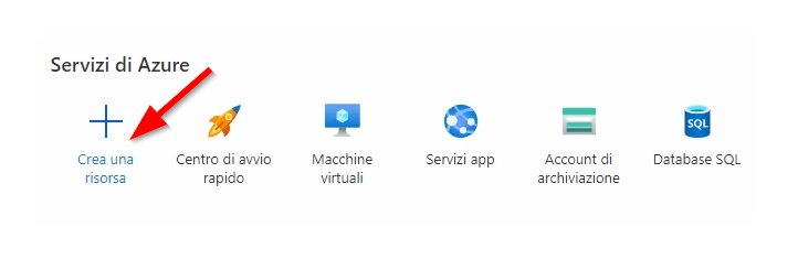 Screenshot del pulsante Crea una risorsa.