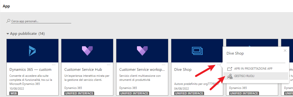Screenshot del percorso per trovare l'opzione Ruolo di sicurezza.