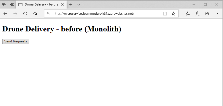 Screenshot del sito Web per la consegna tramite drone.