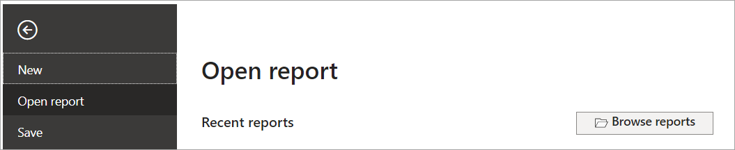 Screenshot della finestra Apri report con il pulsante Esplora report.