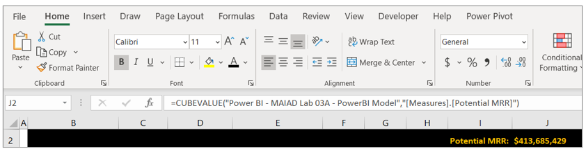 Screenshot della barra delle formule con accesso alla misura.