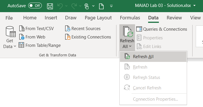 Screenshot della scheda dati nel menu principale con il pulsante Aggiorna tutto visualizzato.