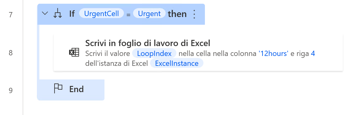 Screenshot della struttura If più semplice.