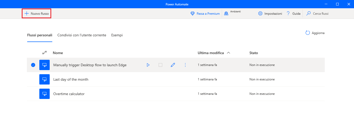 Screenshot di Power Automate per desktop.
