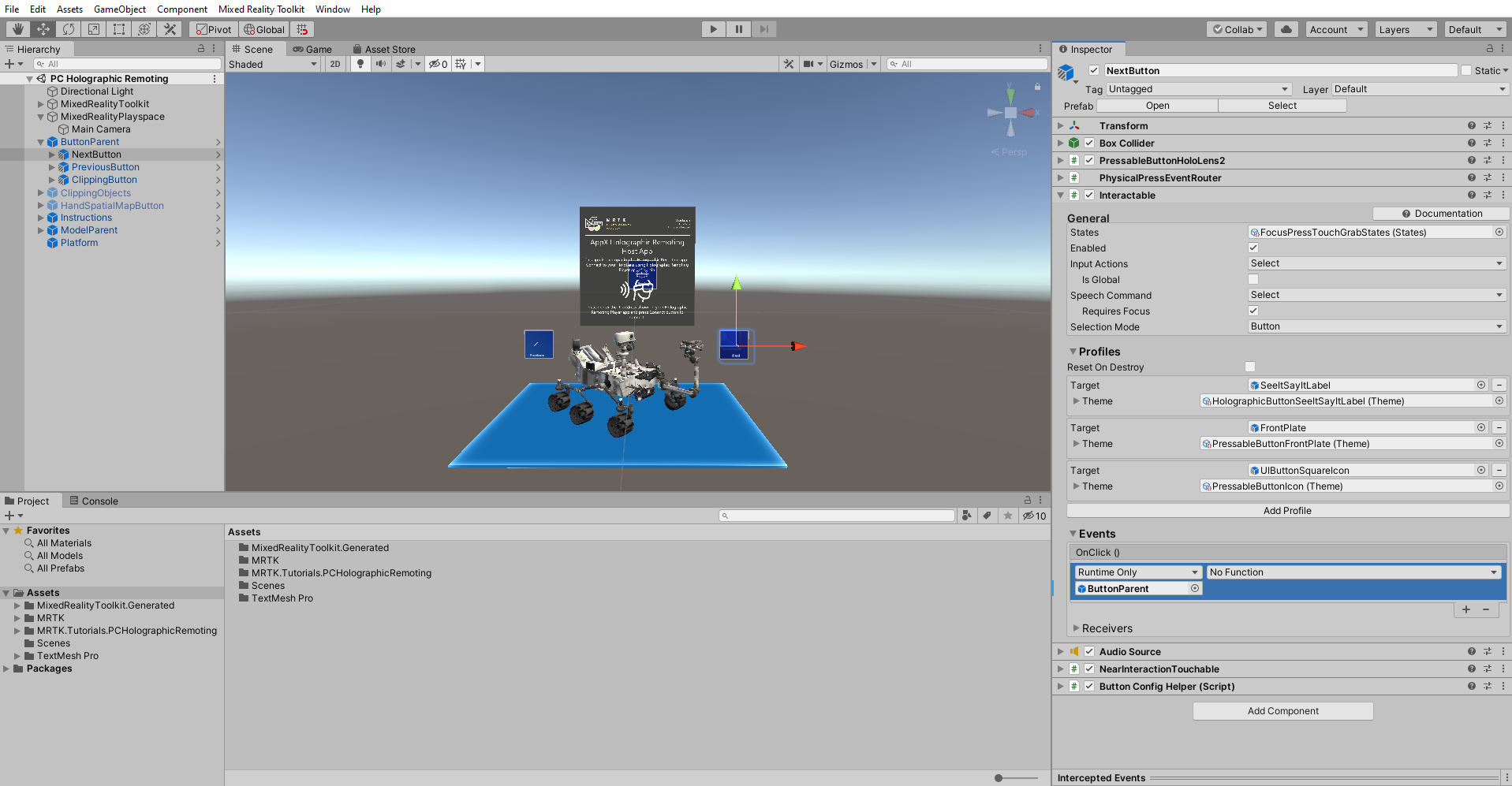 Screenshot of Adding ButtonParent to the None Object.