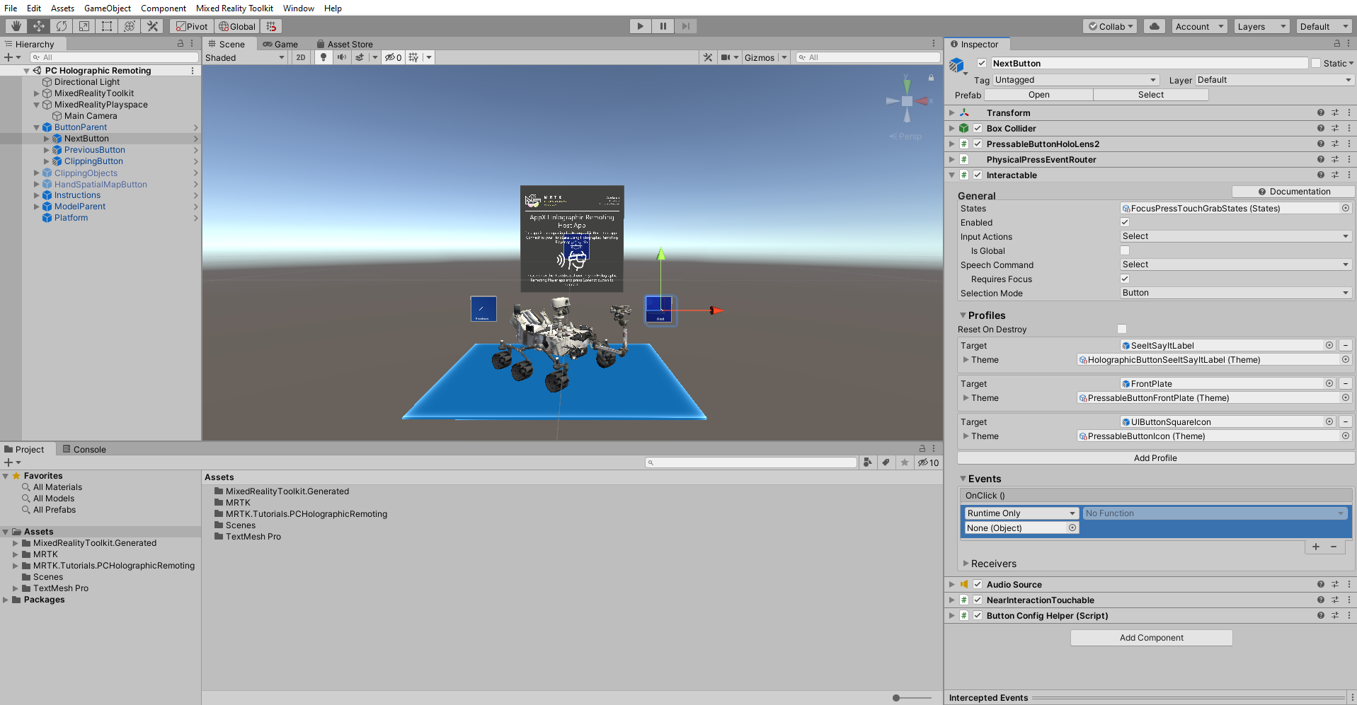Screenshot of expanding the Interactable script.