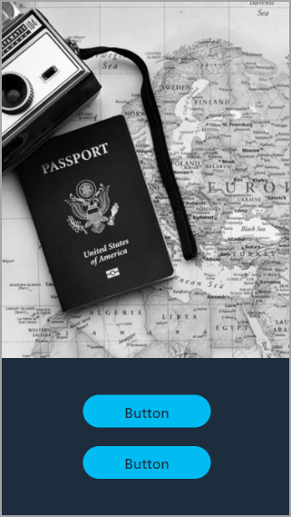 Screenshot dell'anteprima dell'app con l'immagine di sfondo sopra due pulsanti.