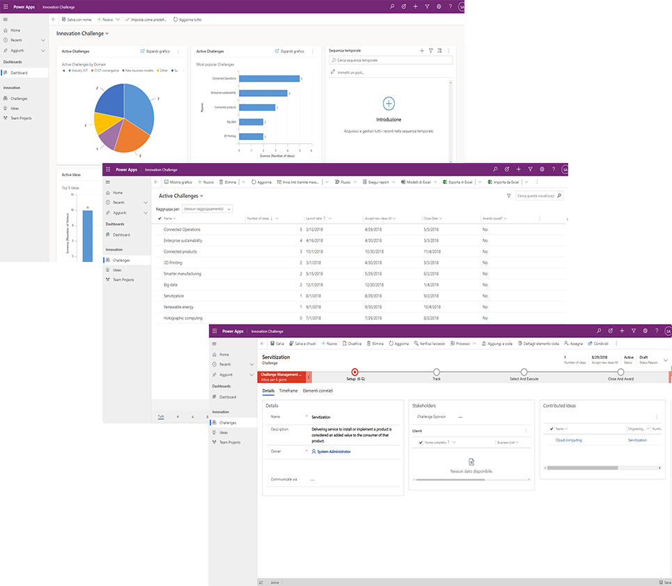 Screenshot che mostra un'app basata su modello.