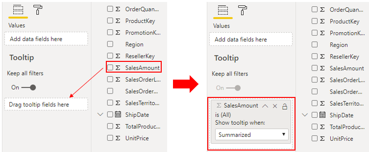 Screenshot che mostra come specificare i campi per la descrizione comando.
