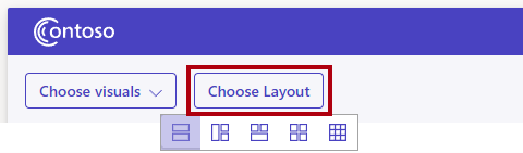 Immagine che evidenzia il pulsante Scegli layout, con la prima opzione selezionata.