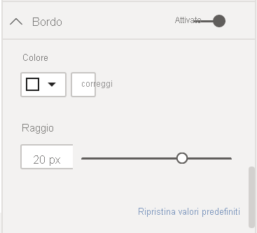 Screenshot del colore impostato su bianco e del raggio impostato su 20.