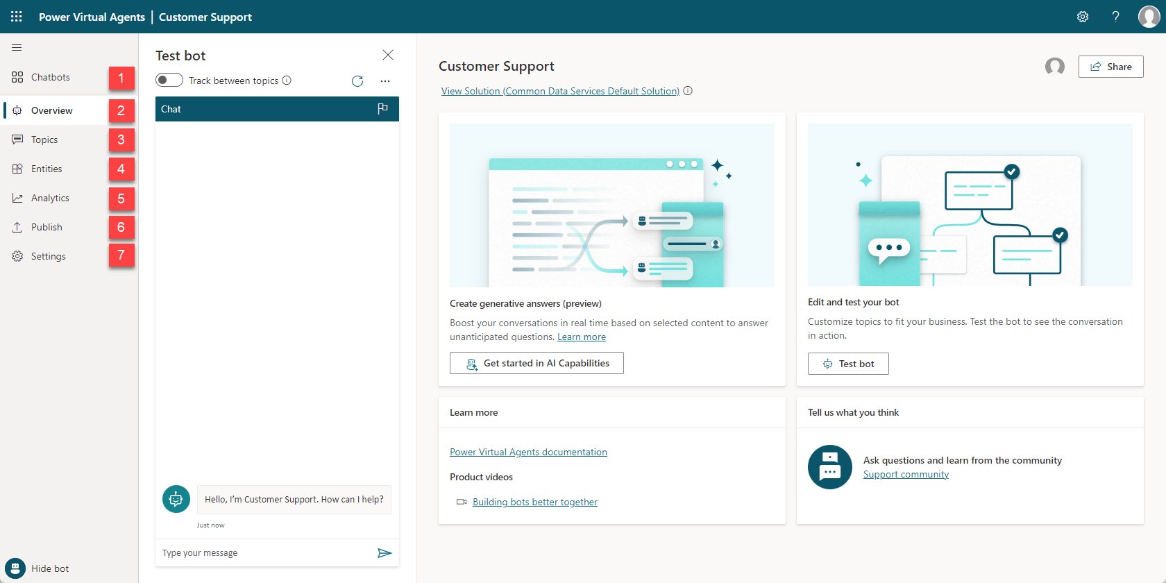 Screenshot della pagina Configurazione del bot.