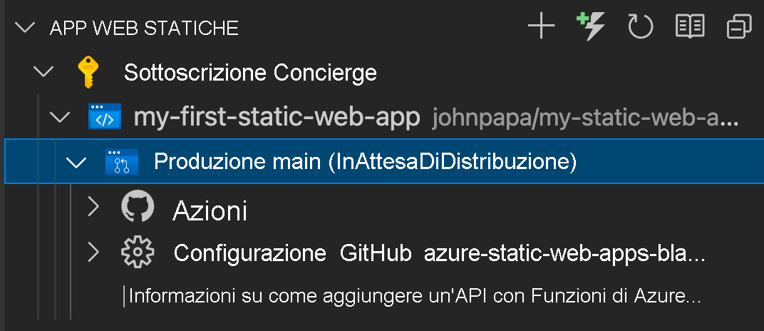 Screenshot of the VS Code UI showing waiting for deployment.