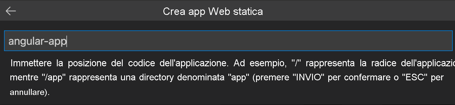 Screenshot showing the Angular application code location.