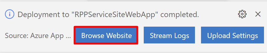 Screenshot of the Browse Website button.