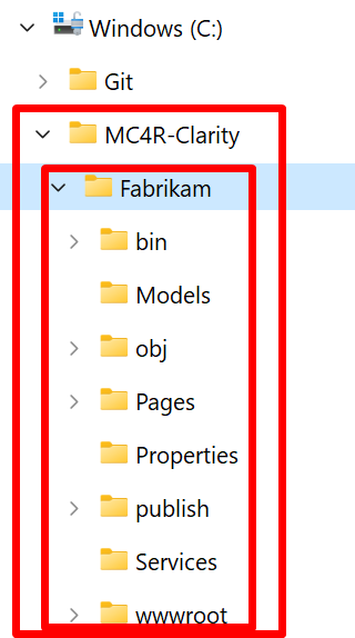 Screenshot of the folder structure for the directory.