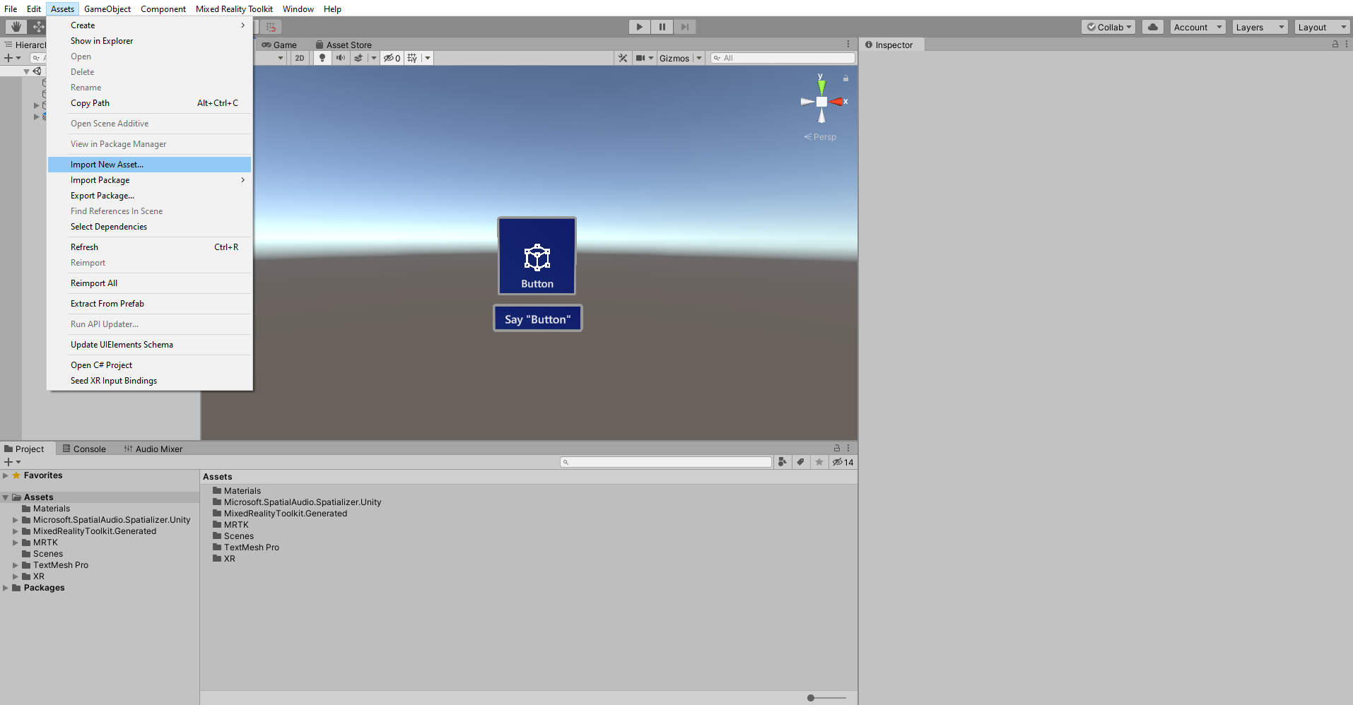 Screenshot of Importing Asset.