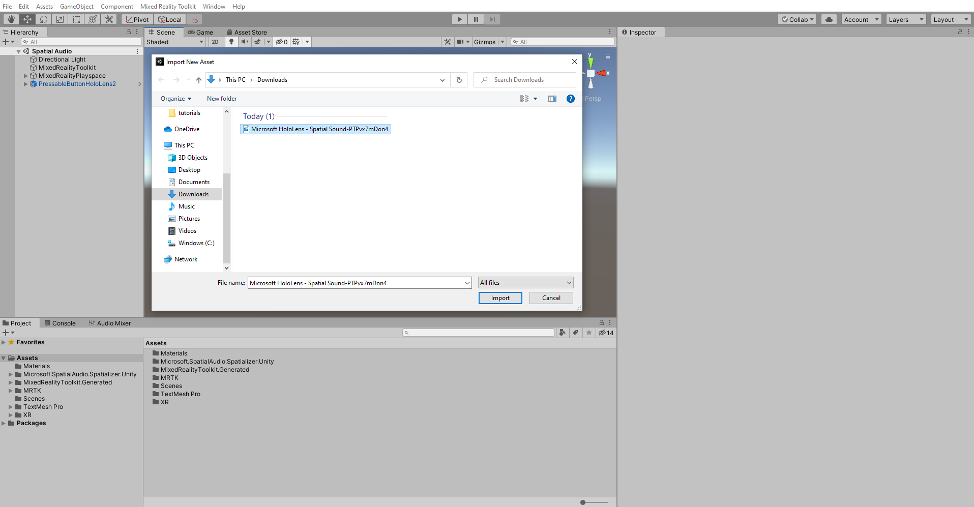 Screenshot of Selecting Asset.