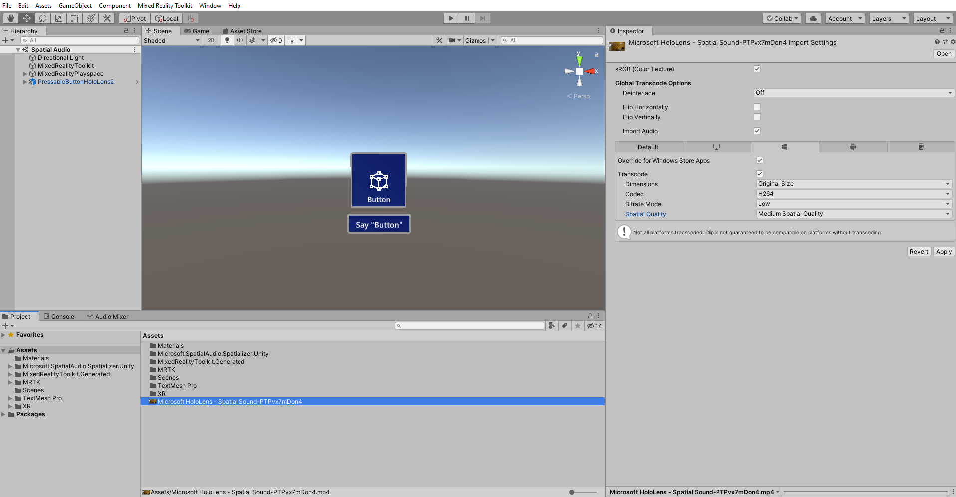 Screenshot of Video property Change.