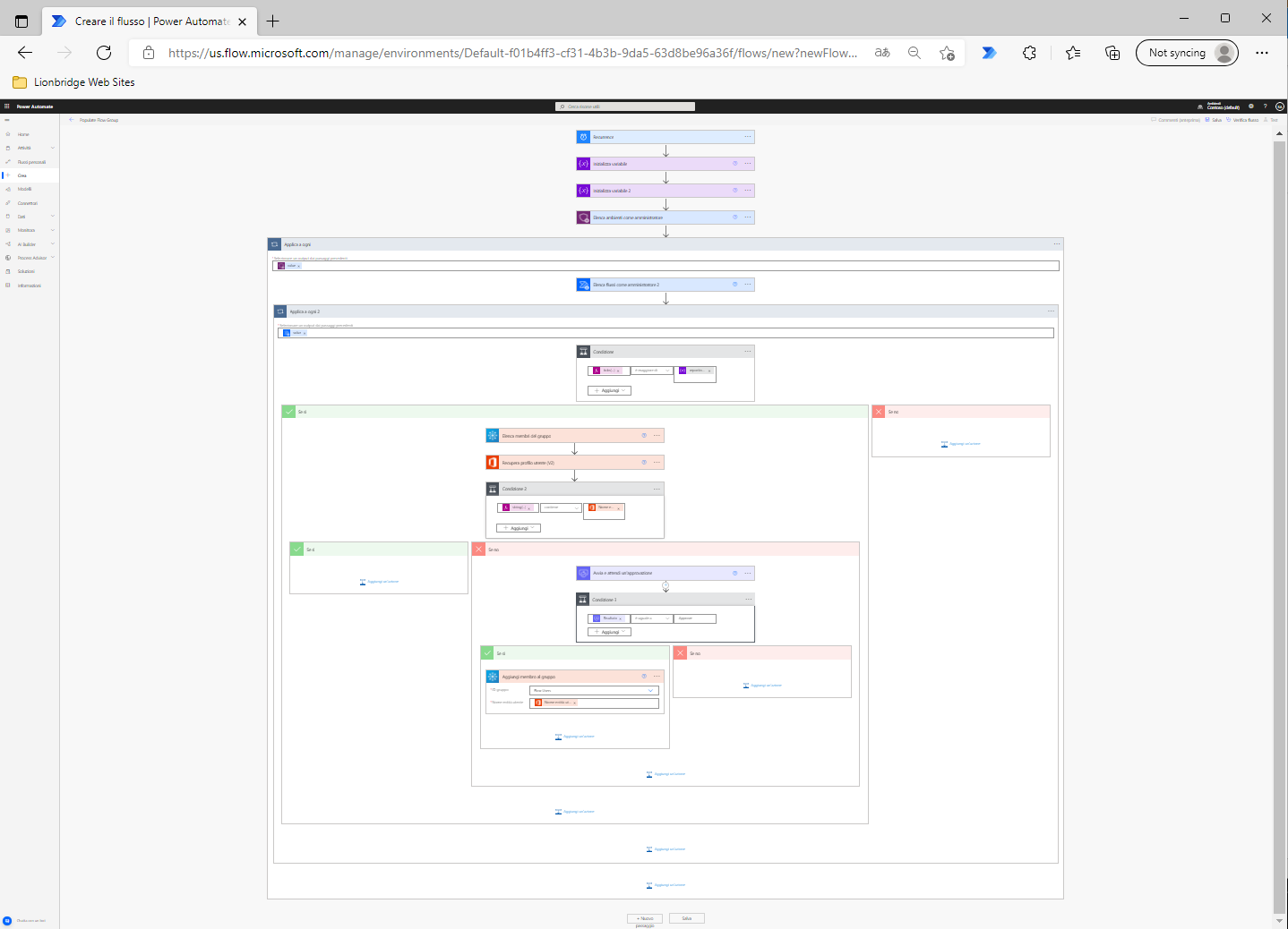 Screenshot della pagina Flussi personali di Power Automate che mostra il flusso completato.